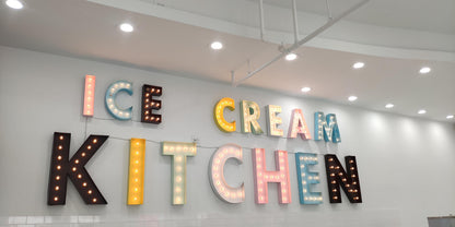 Ice cream cone marquee sign, vintage style metal light