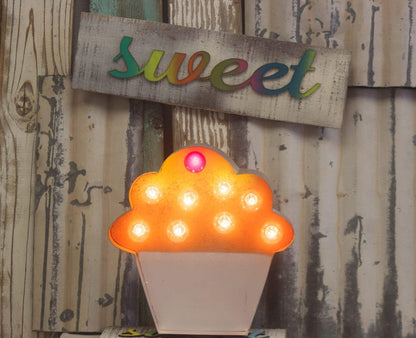 Ice cream cone marquee sign, vintage style metal light
