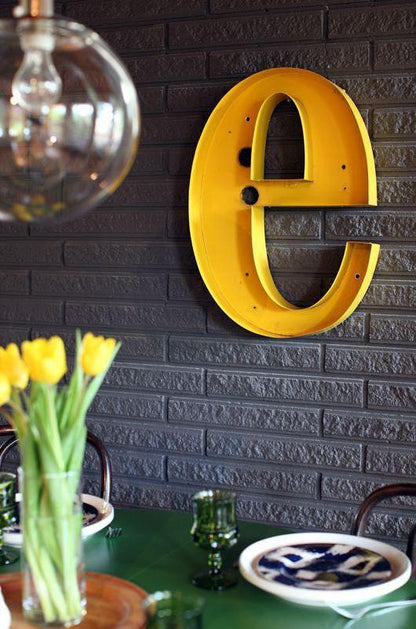 24" metal channel letter: distressed initial, succulent or cork display