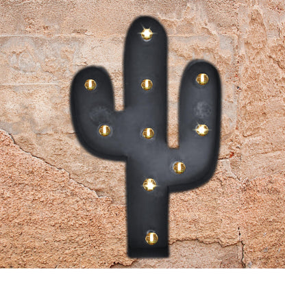 Rustic metal cactus marquee sign – light up southwestern wall art
