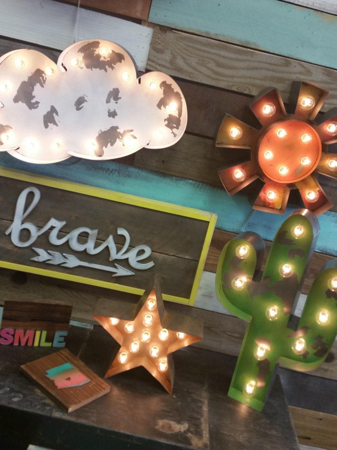 Rustic metal cactus marquee sign – light up southwestern wall art