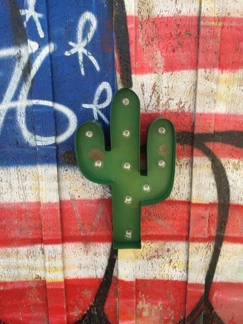 Rustic metal cactus marquee sign – light up southwestern wall art