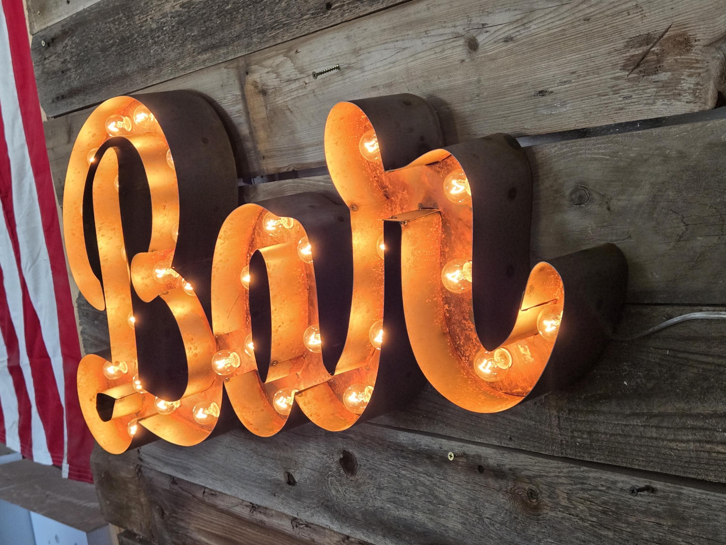 Custom steel marquee sign – vintage style lighted bar sign