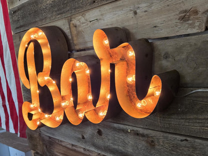 Custom steel marquee sign – vintage style lighted bar sign