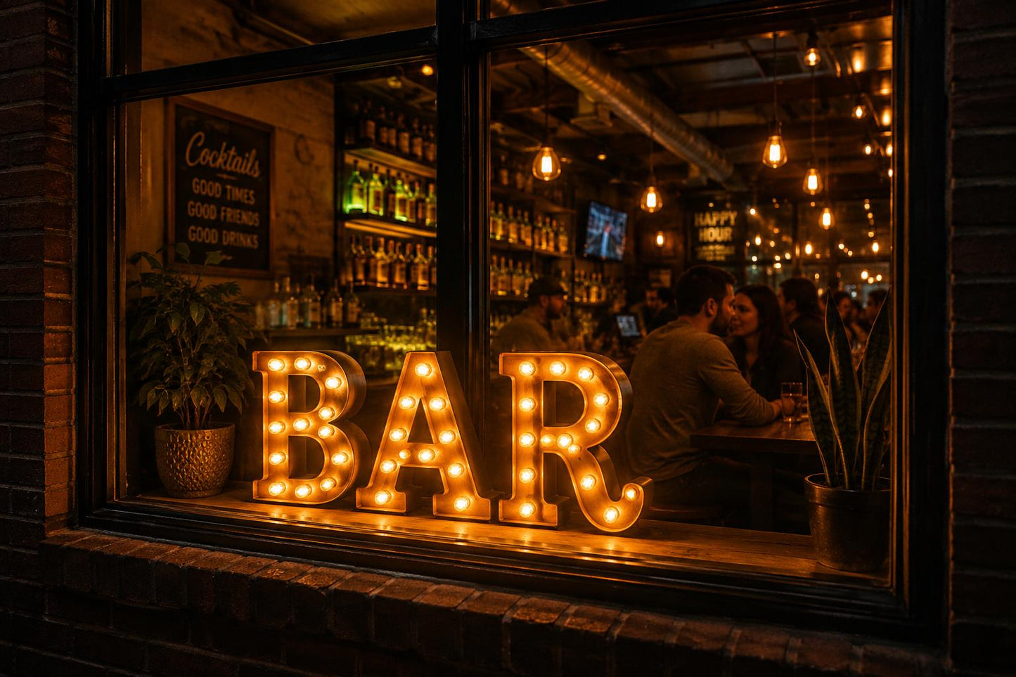 Custom steel marquee sign – vintage style lighted bar sign