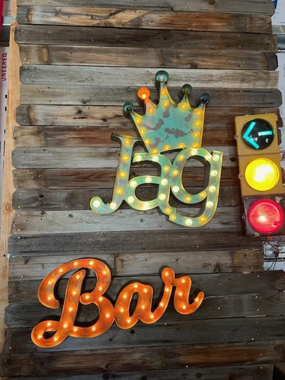 Custom steel marquee sign – vintage style lighted bar sign