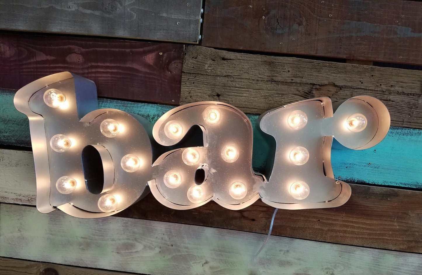 Custom steel marquee sign – vintage style lighted bar sign