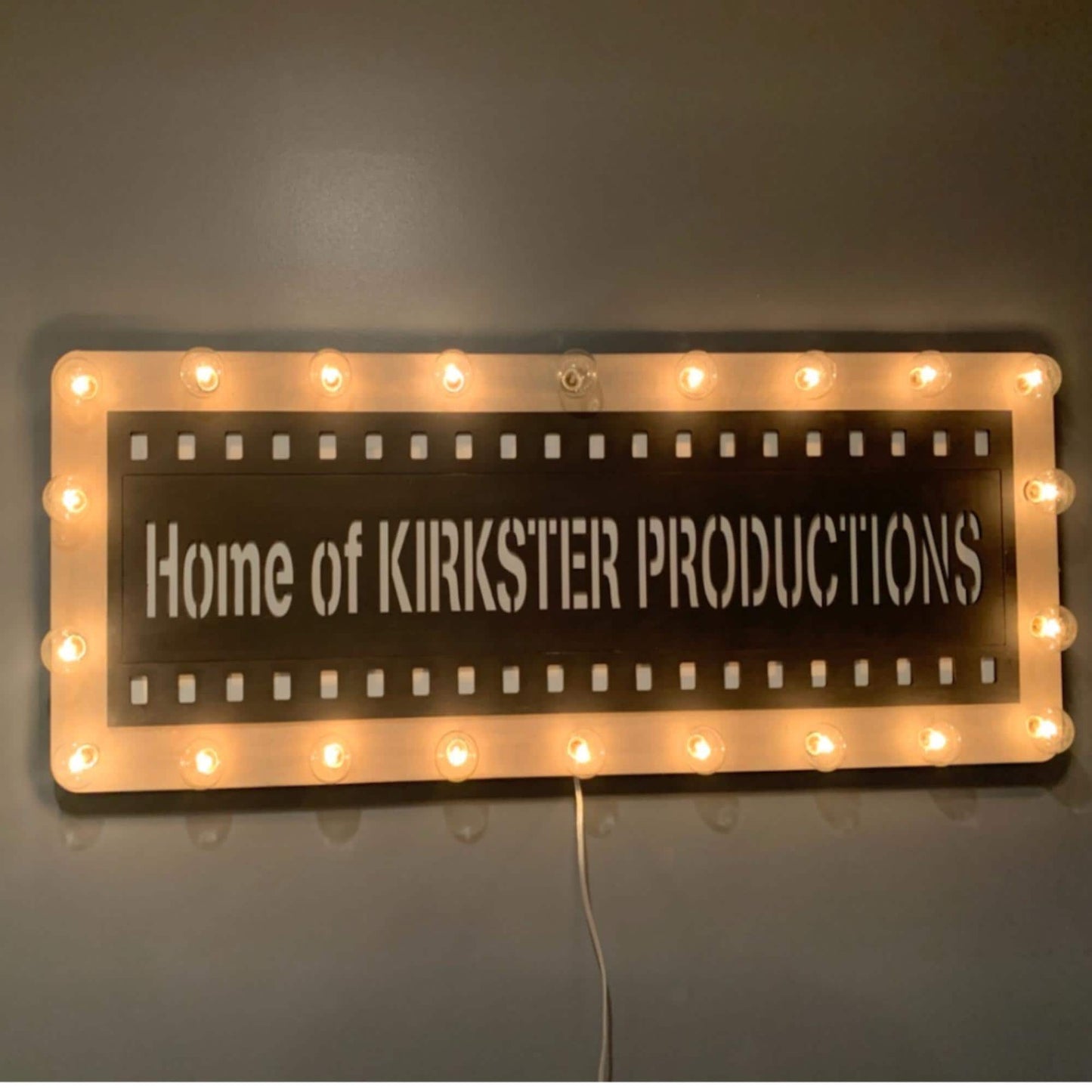 Custom logo marquee sign – vintage style lighted wood metal business signage