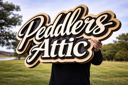 Custom logo marquee sign – vintage style lighted wood metal business signage
