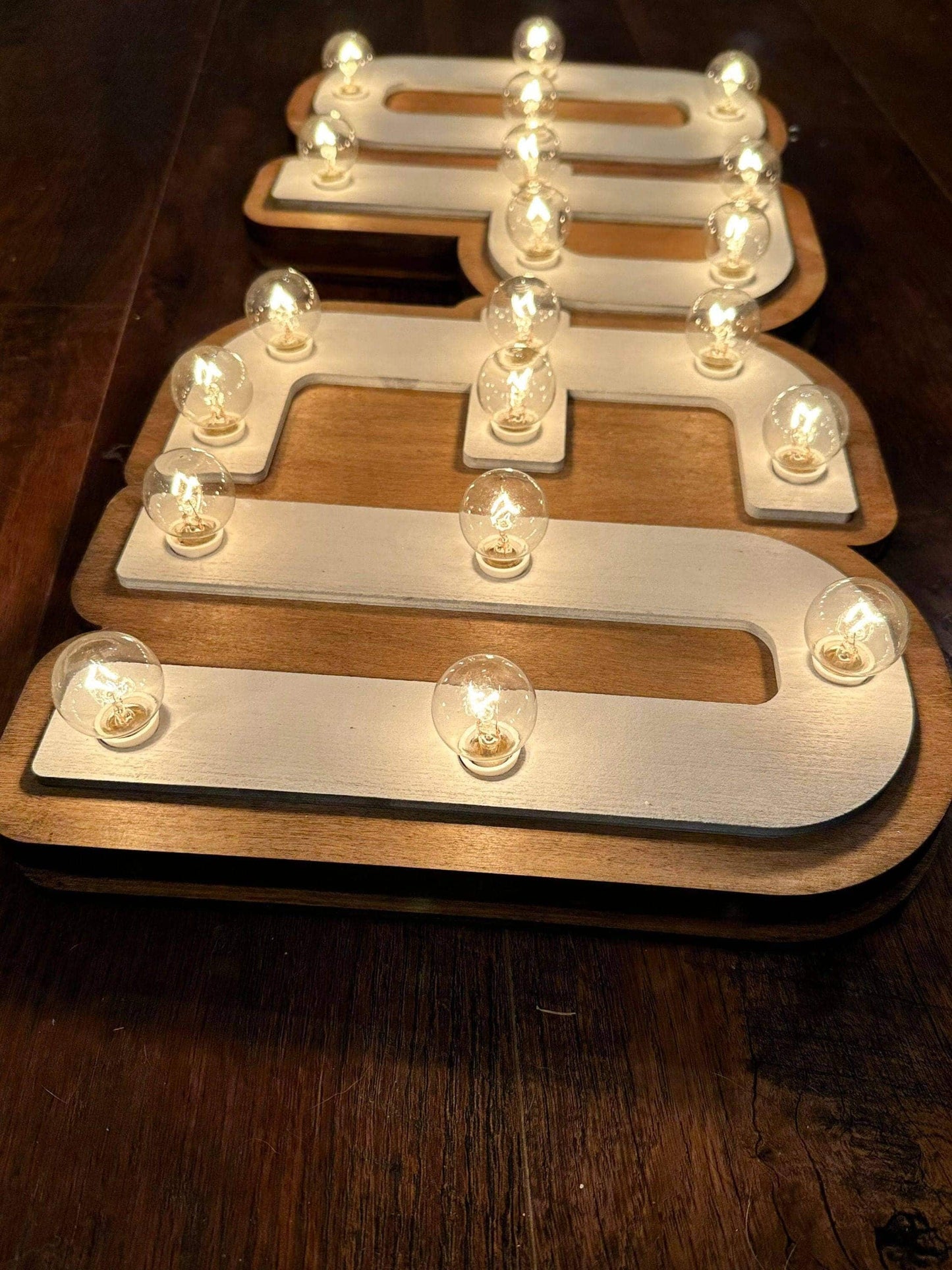 Handmade wood open marquee sign – lighted business decor
