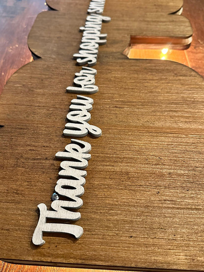 Handmade wood open marquee sign – lighted business decor