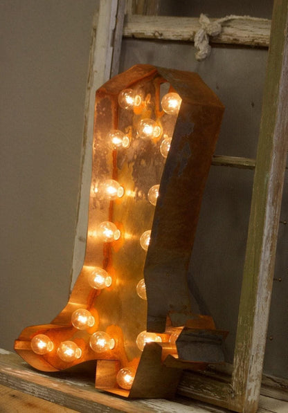 Cowboy boot marquee light: industrial western decor