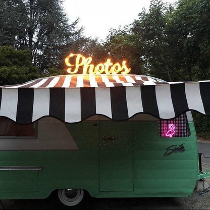 Custom steel marquee sign with stand, lighted metal letters
