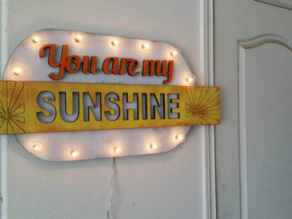 You are my sunshine wood marquee sign – handmade nursery decor