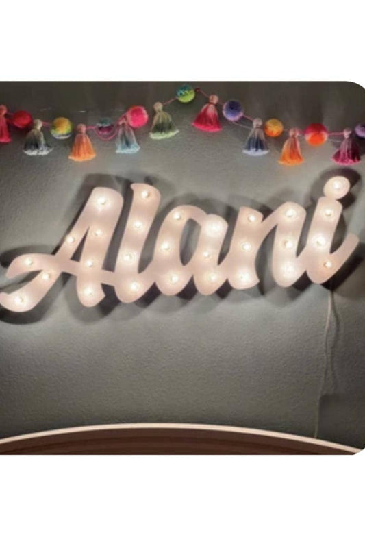 Custom wood marquee sign, personalized light up letters