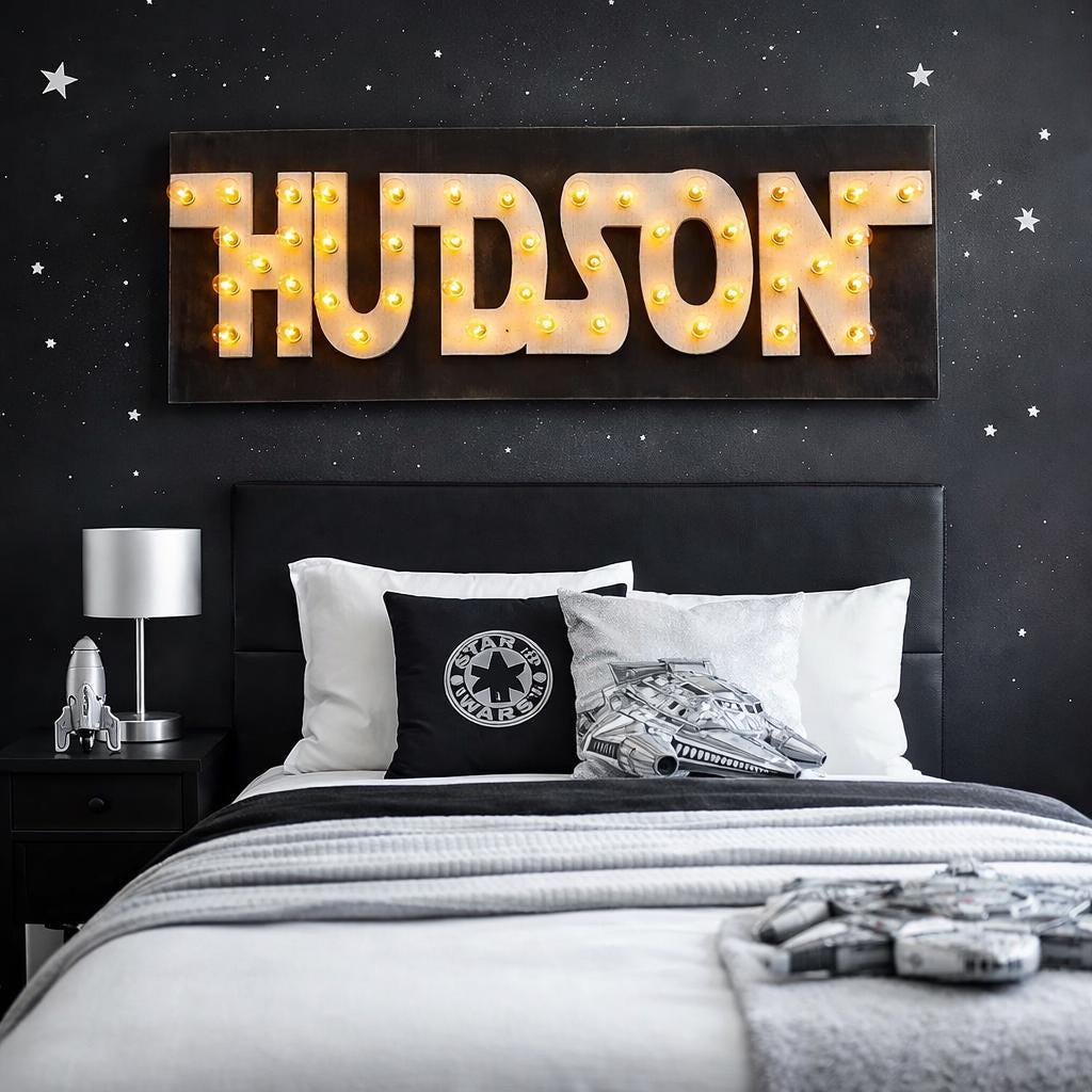 Custom 3d lighted wood sign – handmade maple & birch marquee letters