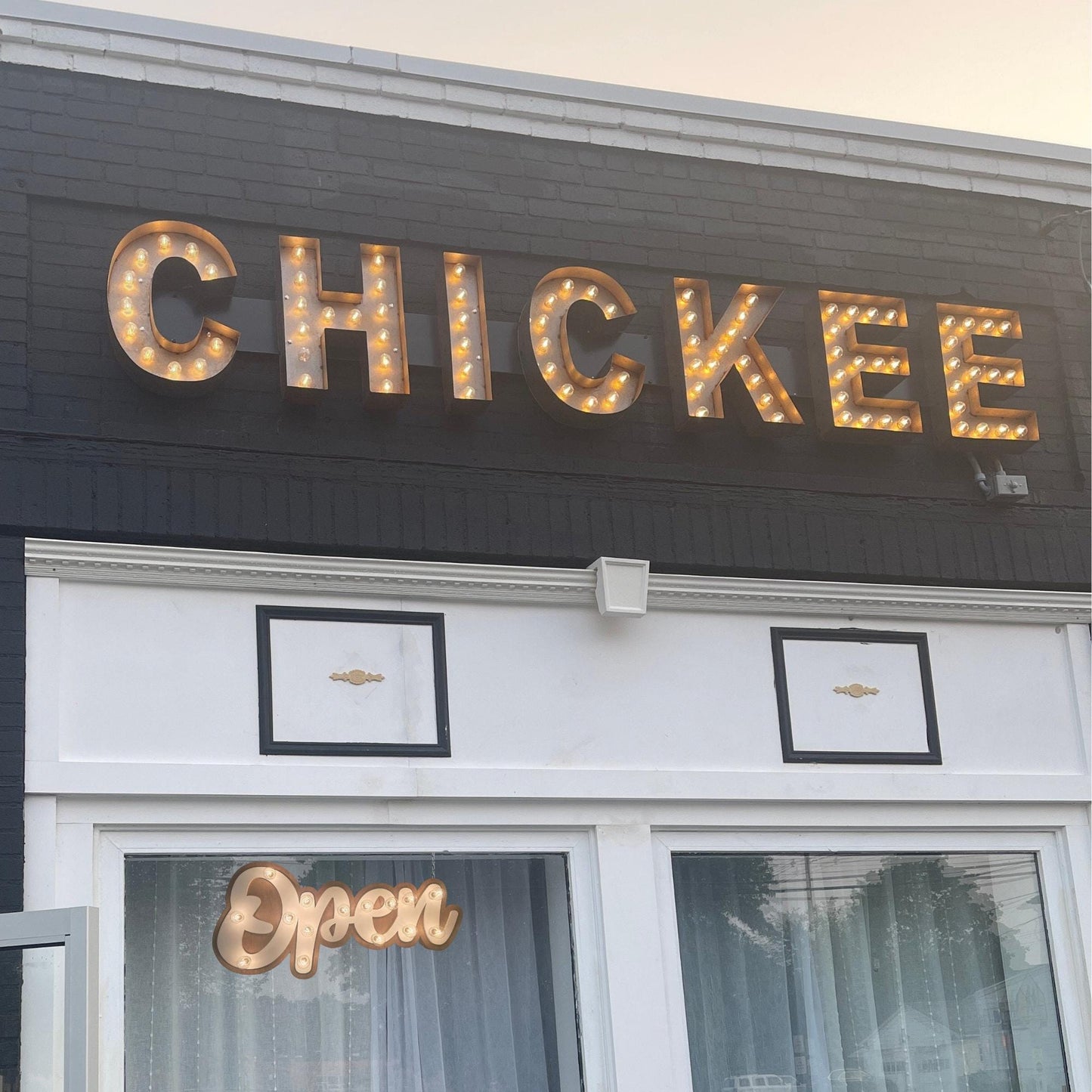 Wood open sign marquee: lighted business sign, custom boutique decor