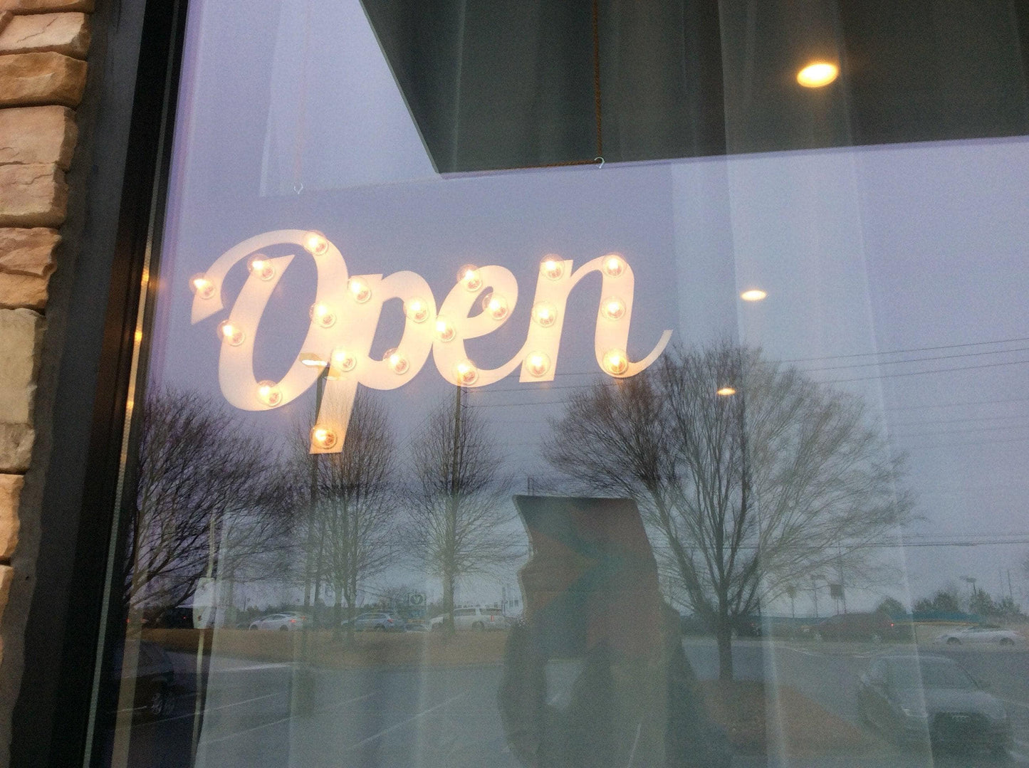 Wood open marquee sign – lighted vintage style business sign (24x16)