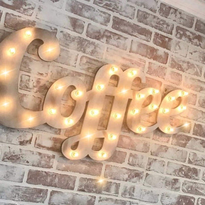Custom wood marquee sign – barber coffee boba ice cream light up sign, rustic decor