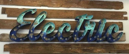 Custom steel marquee sign, light up letters, rustic business decor