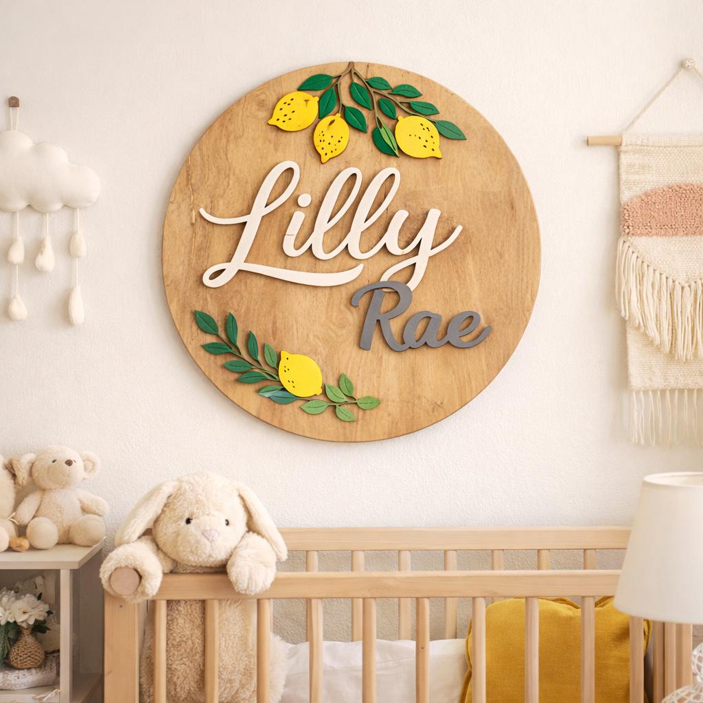 Custom wood nursery name sign, personalized baby room decor handmade