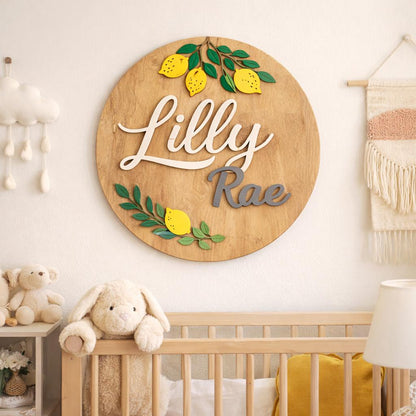 Custom wood nursery name sign, personalized baby room decor handmade