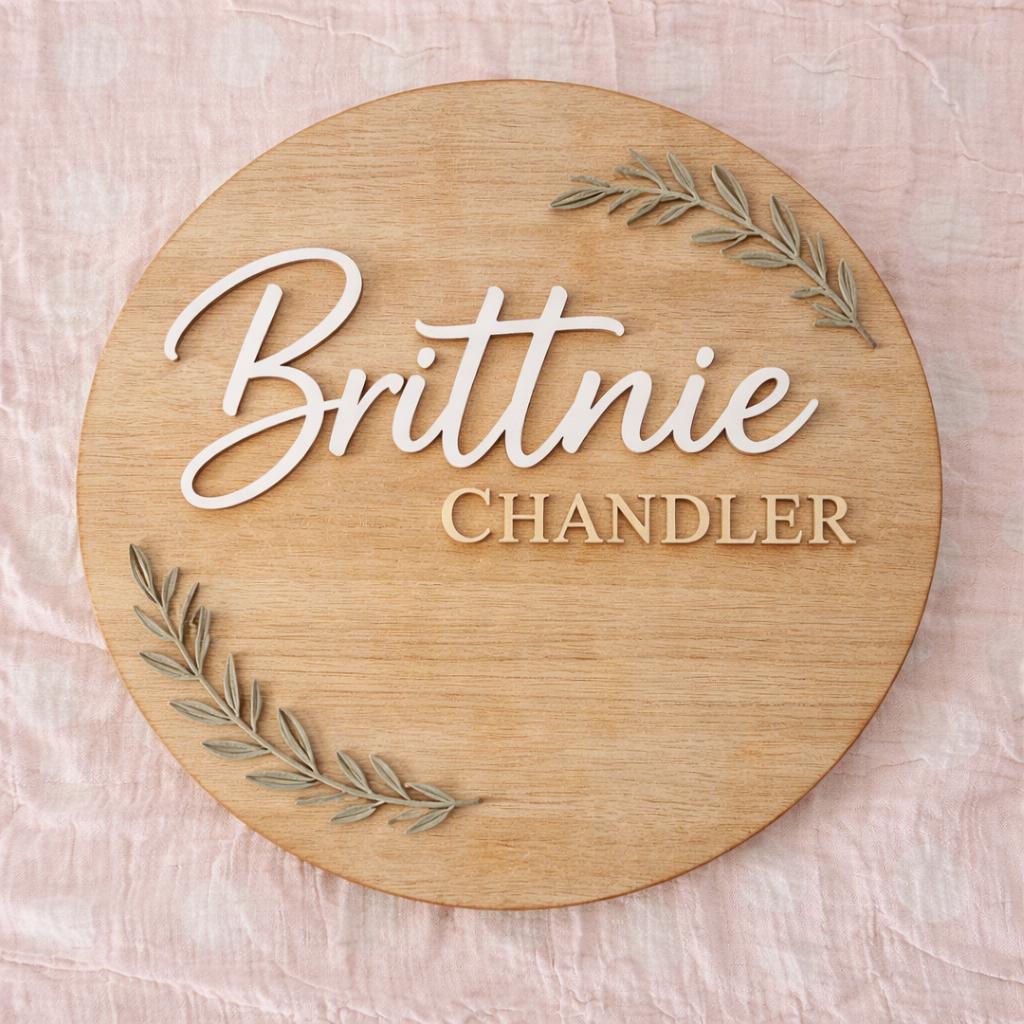 Custom wood nursery name sign, personalized baby room decor handmade