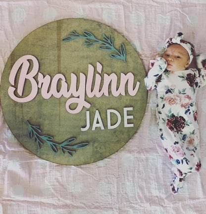 Custom wood nursery name sign, personalized baby room decor handmade