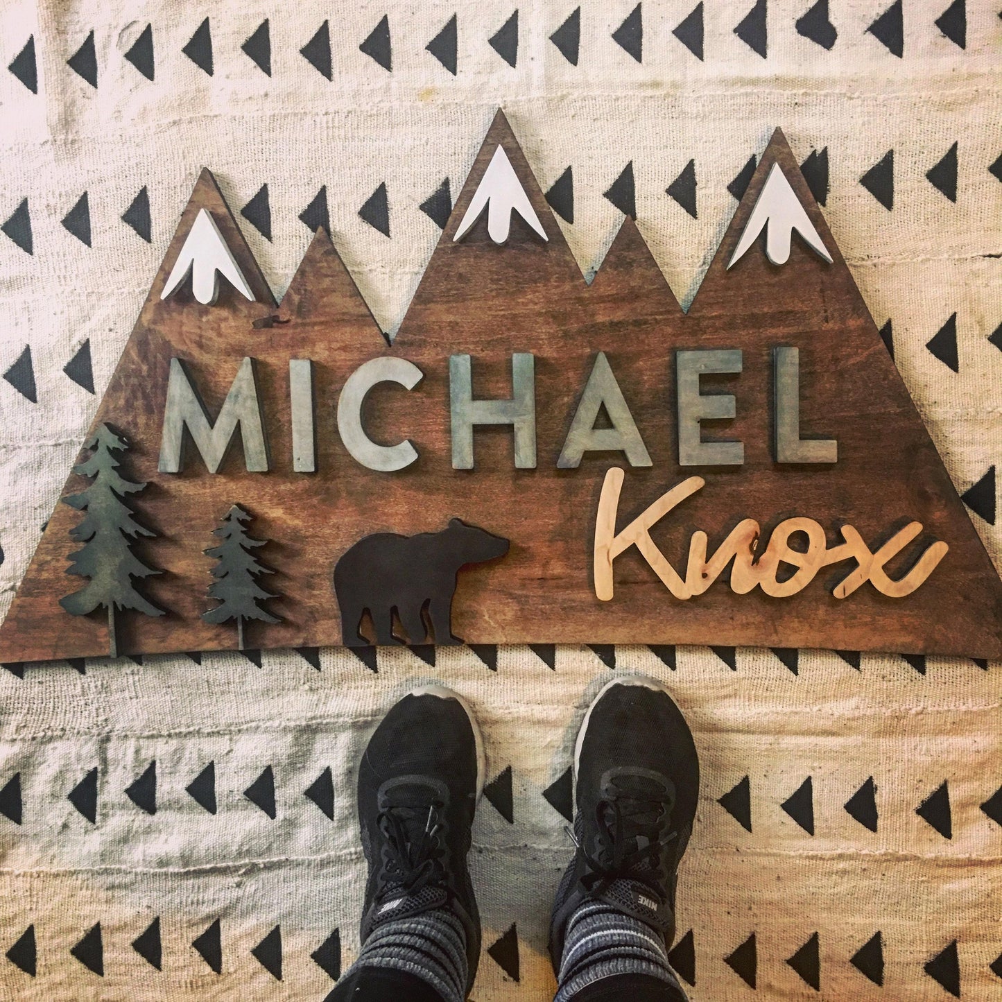 Custom wood nursery name sign, personalized baby room decor handmade