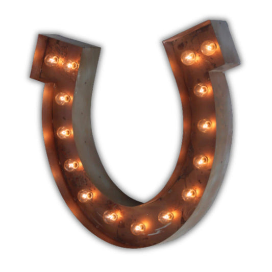 Metal horseshoe marquee sign – rustic western led light decor