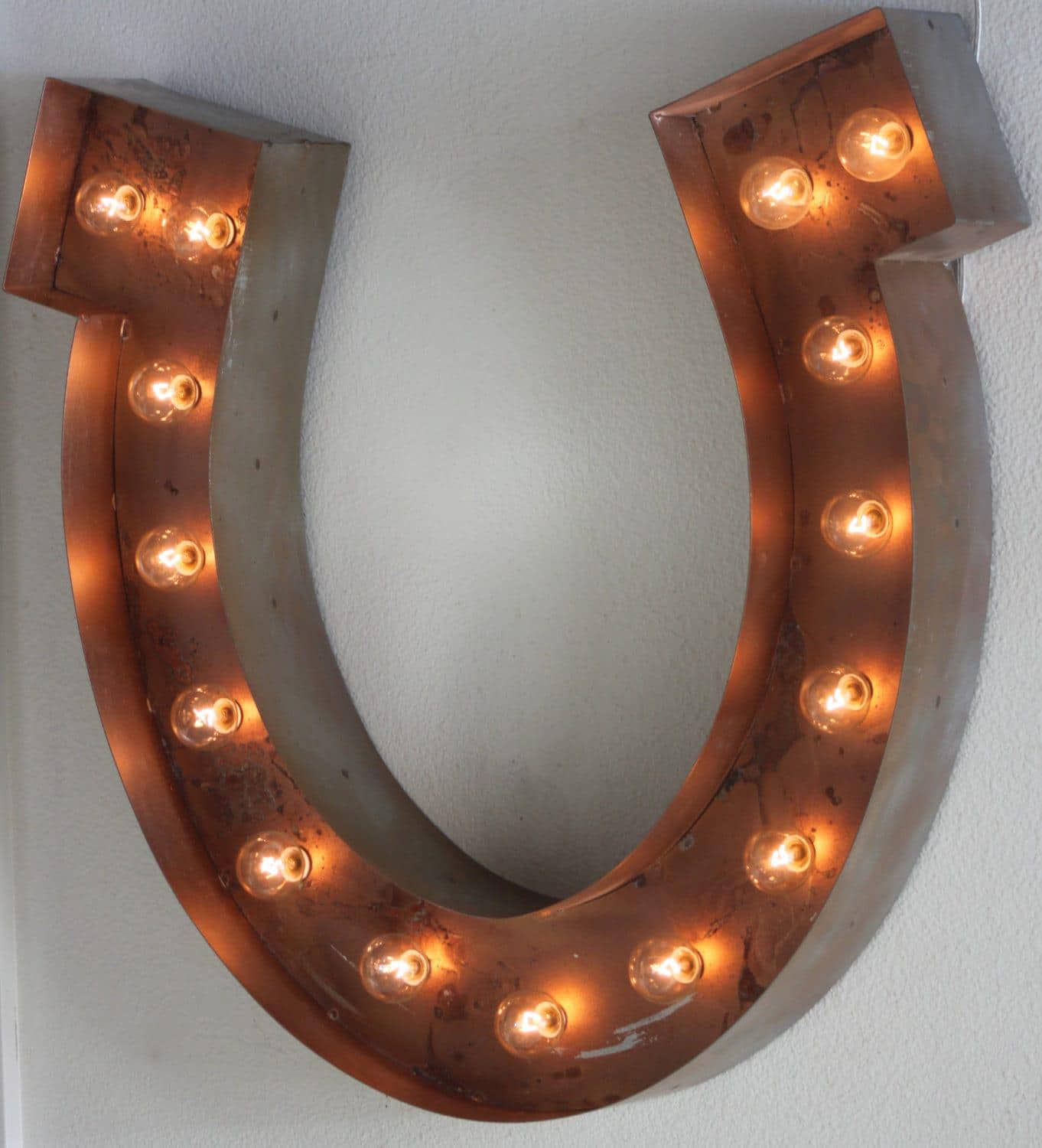 Metal horseshoe marquee sign – rustic western led light decor