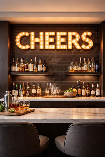 Custom 4pc metal lighted marquee letters – personalized wedding & home decor