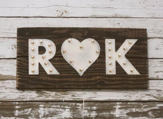 Personalized lighted marquee sign, hard maple wood, custom anniversary decor