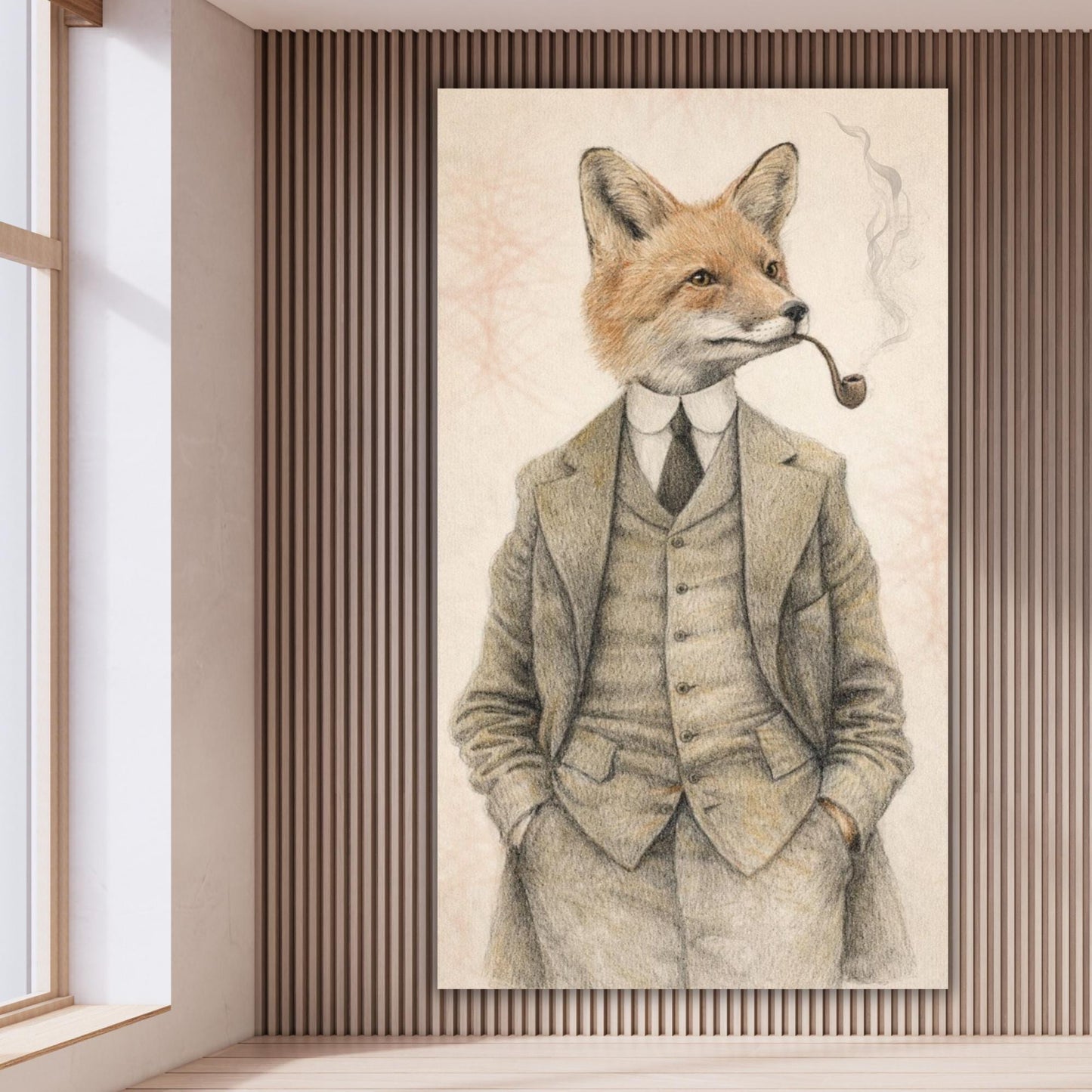 Vintage fox gentleman canvas art, victorian animal portrait, whimsical print (rolled)