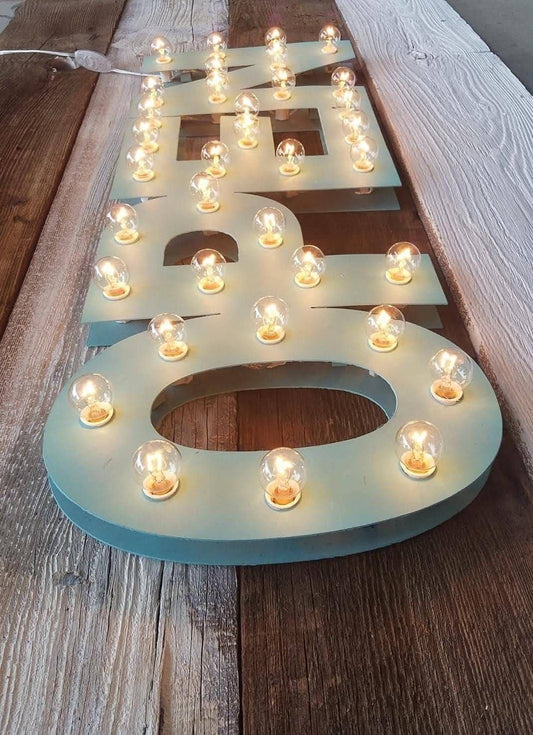 Wood open marquee sign – vintage light up shop decor