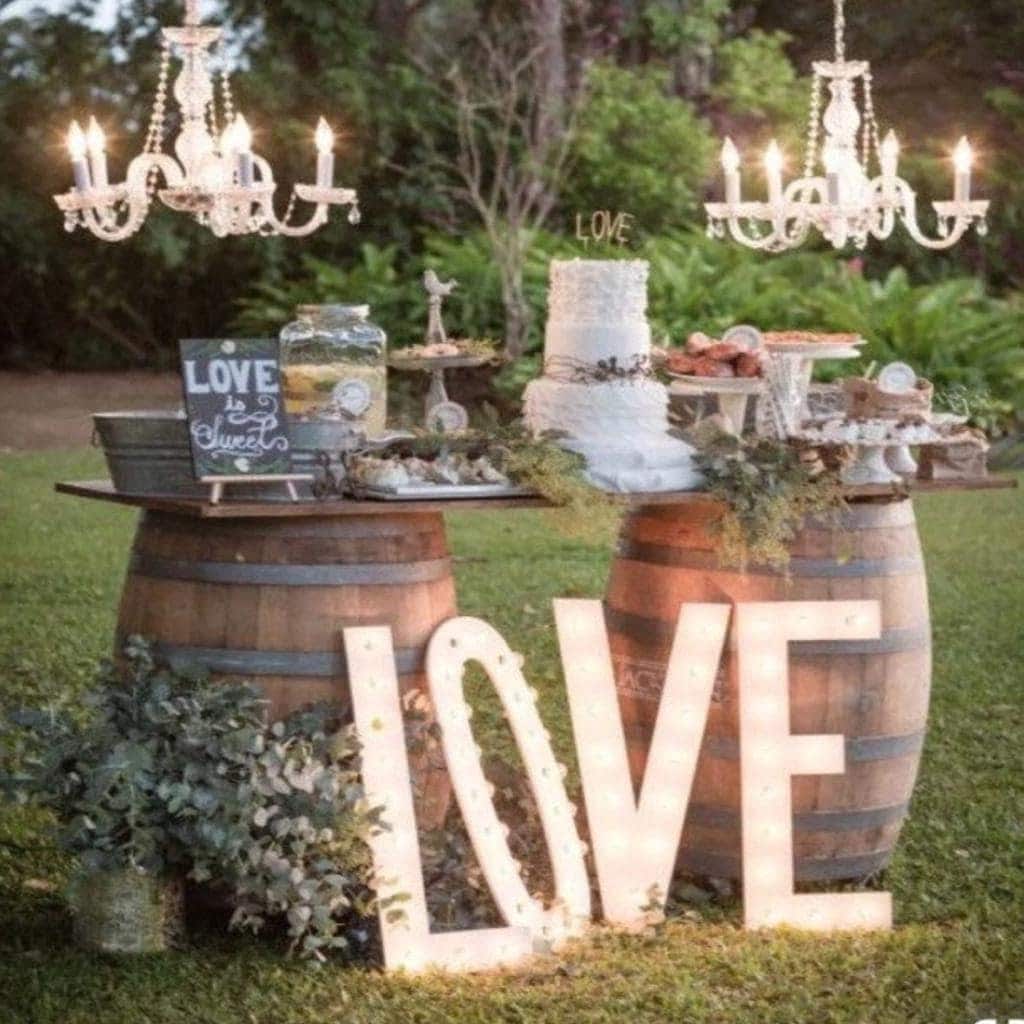 Custom wood marquee letters: lighted coffee bar, pizza restaurant signage