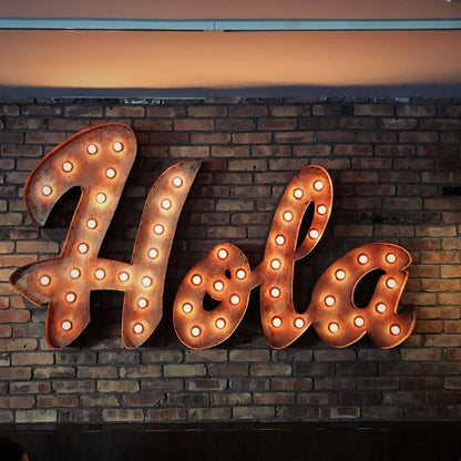 16" metal marquee sign, custom lighted steel letters