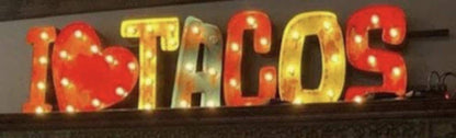 16" metal marquee sign, custom lighted steel letters