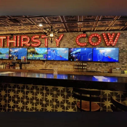 16" metal marquee sign, custom lighted steel letters