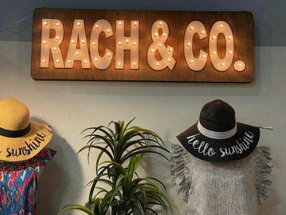 Custom wood marquee sign: lighted maple letters, 3d design