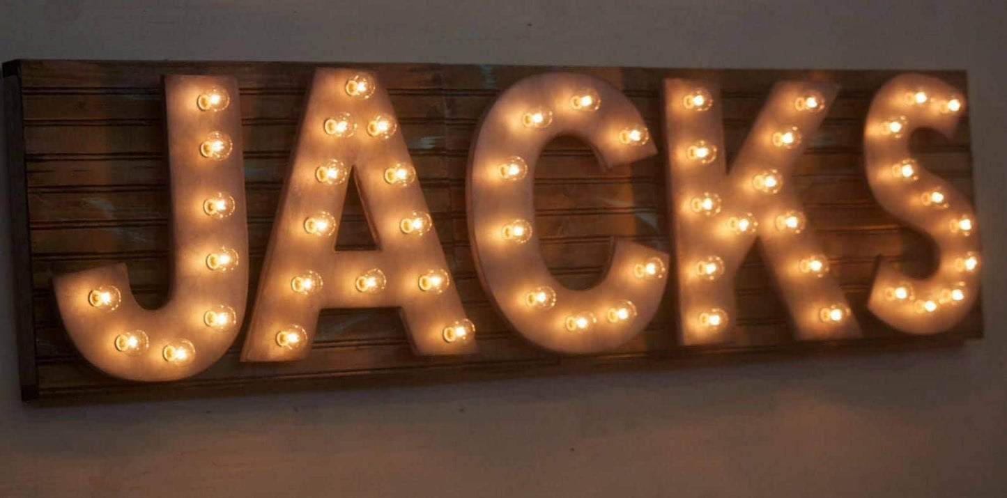 Custom wood marquee sign: lighted maple letters, 3d design