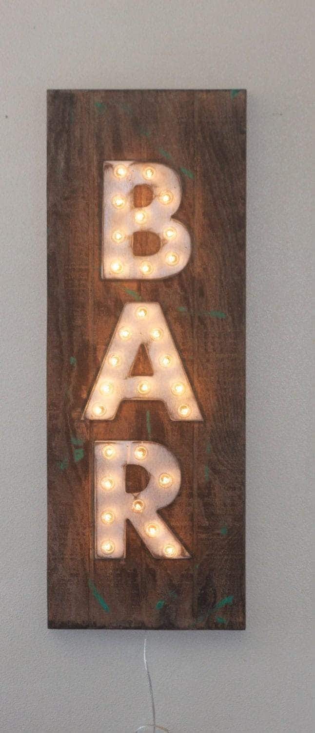 Custom wood marquee sign: lighted maple letters, 3d design