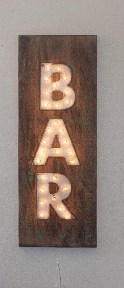 Custom wood marquee sign: lighted maple letters, 3d design