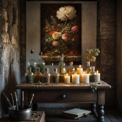 Vintage dutch oil painting print – dark moody floral canvas wall art