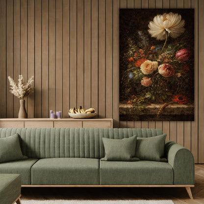 Vintage dutch oil painting print – dark moody floral canvas wall art