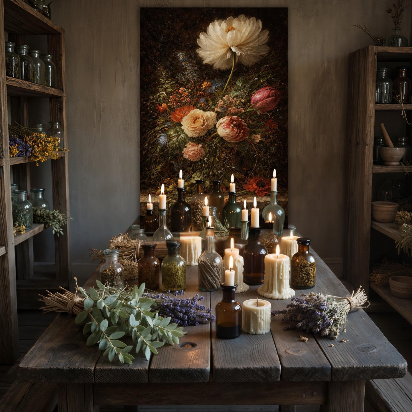 Vintage dutch oil painting print – dark moody floral canvas wall art