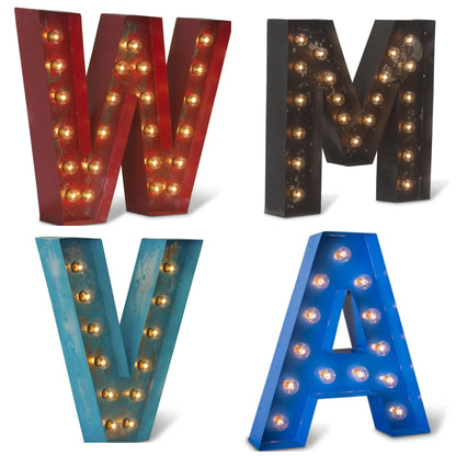 Vintage style marquee light up metal letters, 18" steel number set