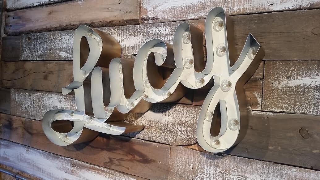 Vintage style marquee light up metal letters, 18" steel number set