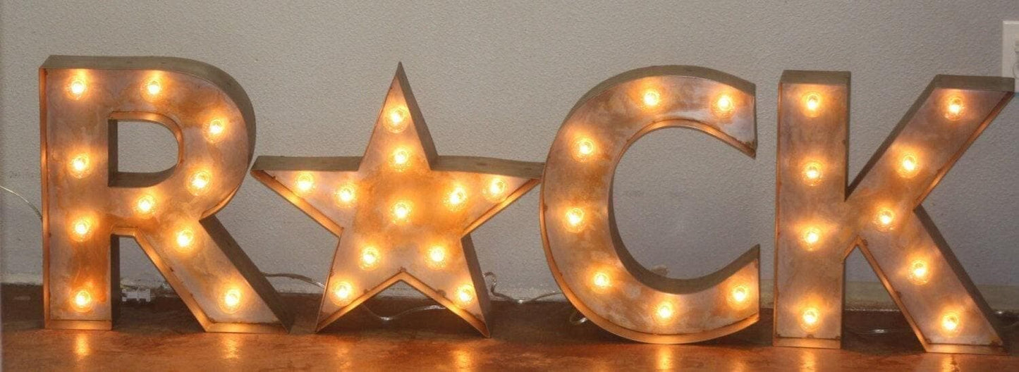 Vintage style marquee light up metal letters, 18" steel number set