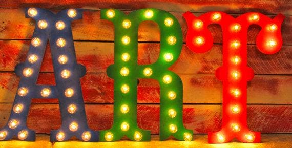 Hard maple wood lighted marquee letter - custom circus font sign